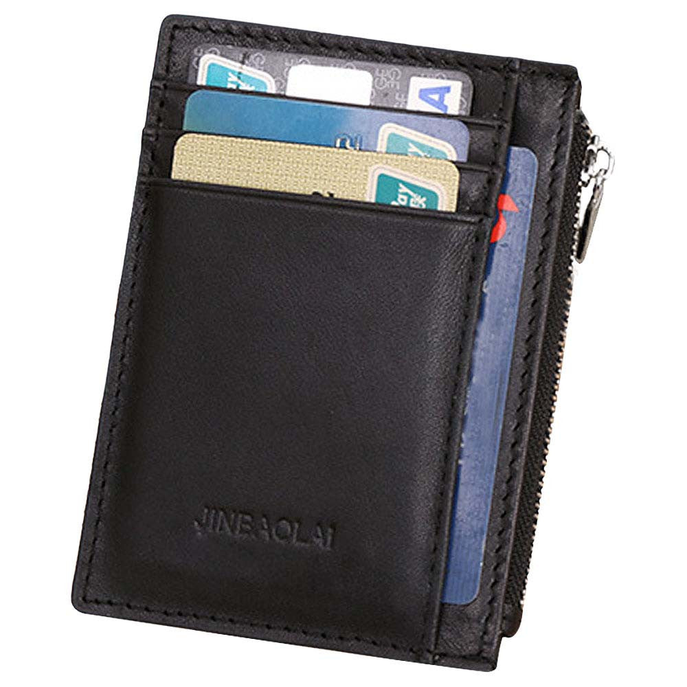 Luxury Retro Zipper Mens Leather Wallet Credit ID Card Purse