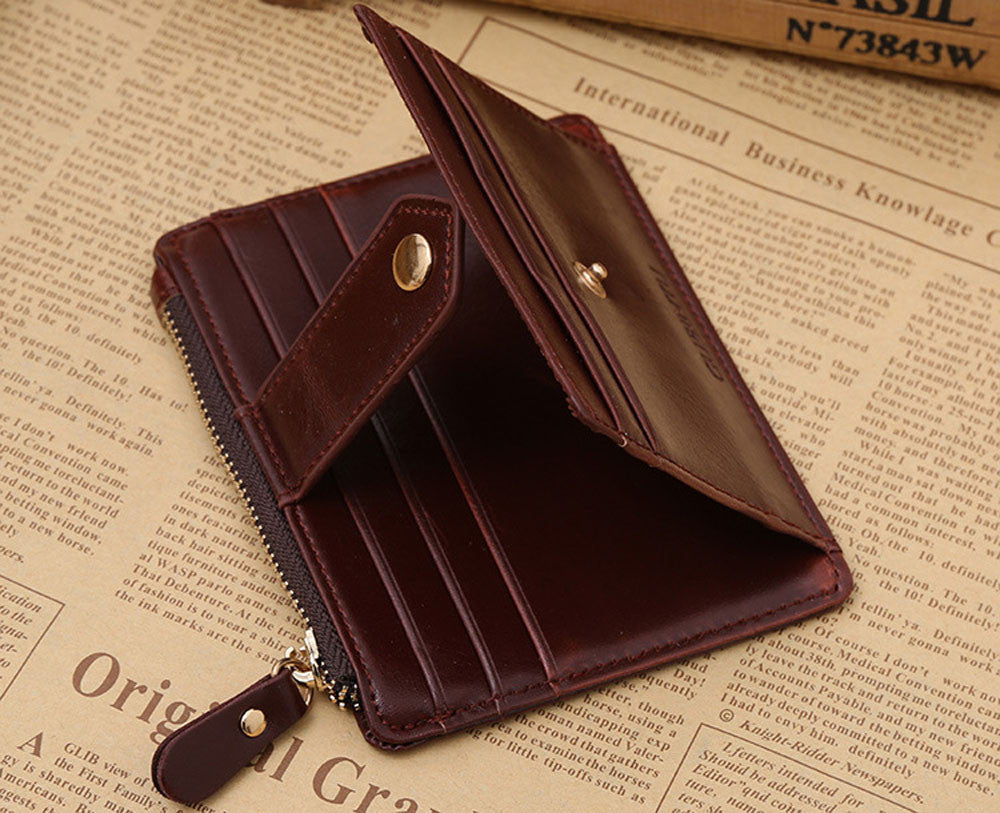 Mini Leather Zipper Credit Card ID Luxury Money Wallet cards holder