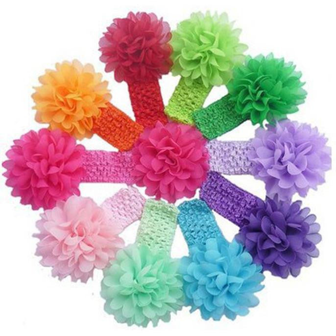 10 Pieces Babys Headbands Girls Headband Chiffon Flower Hair Bow Feida