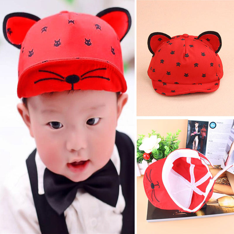 Baby Hat Cat Ears Hat Cartoon Kids Baseball Visors Baby Boy Girls Sun Hats Beard Stars Cotton Caps