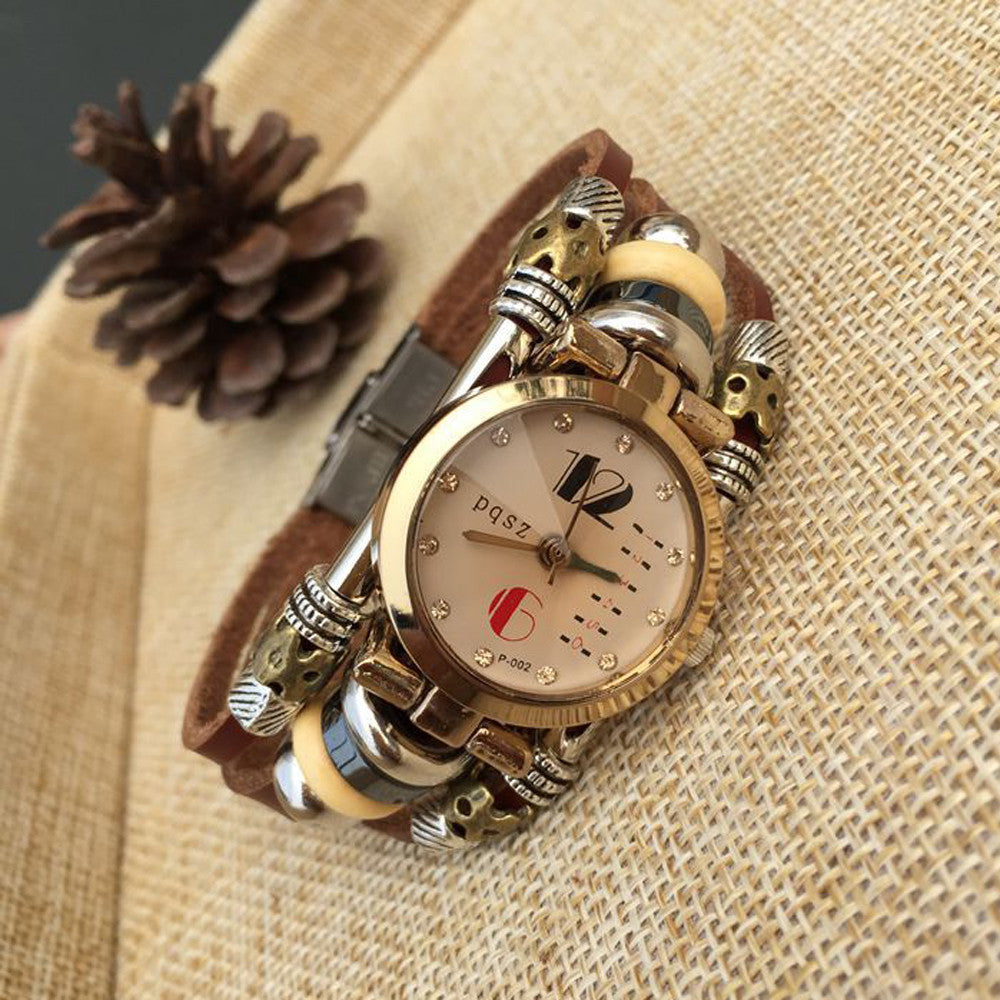 Retro Punk Cowhide Leather Bracelet Watch Casual Watch Bayan kol saati Ladies Watches Feida