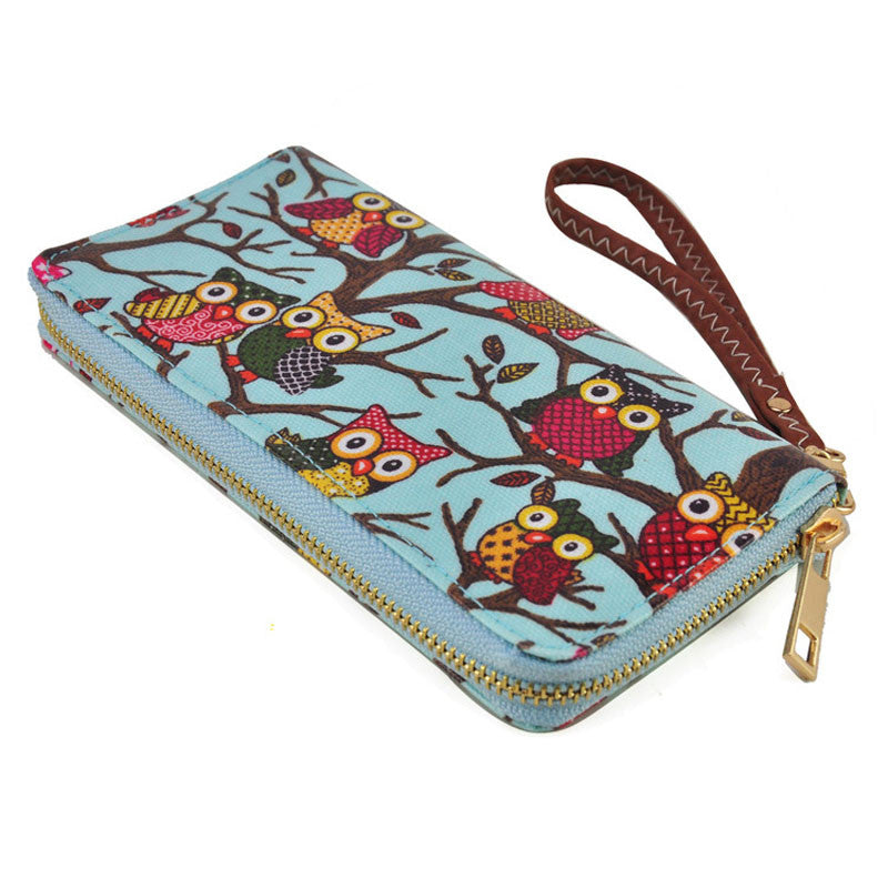 Women Cute Owl Printing Wallet Ladies Clutches Card Holder