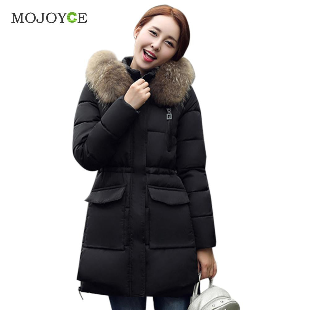 New Women Warm Down Jacket Down Cotton Coat Faux Fur Hooded Slim Parka Outerwear Faux fur Collar Dow