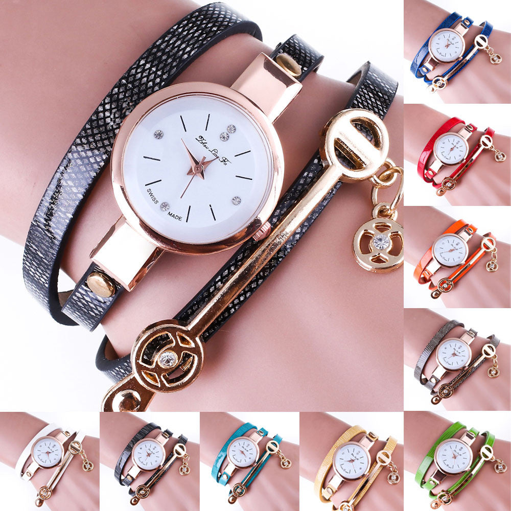 Fashion Women Bracelet Watch Gold Quartz Gift Watch Wristwatch Women Dress Leather Casual Bracelet W