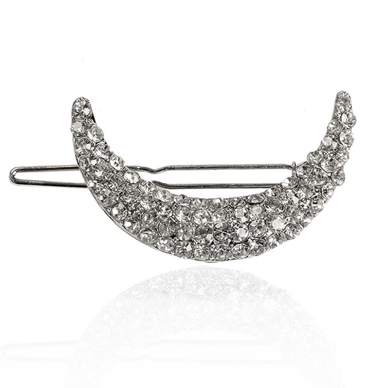 Popular Crystal Moon Rhinestone Hair Clip Bang Clip Headdress Hairpin Clamps