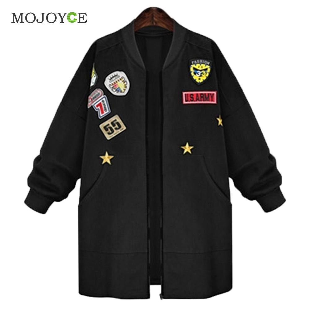 Warm Long Bomber Jacket Women Coat Slim Parka Baseball Jacket Army Green Black Long Overcoat Plus Si