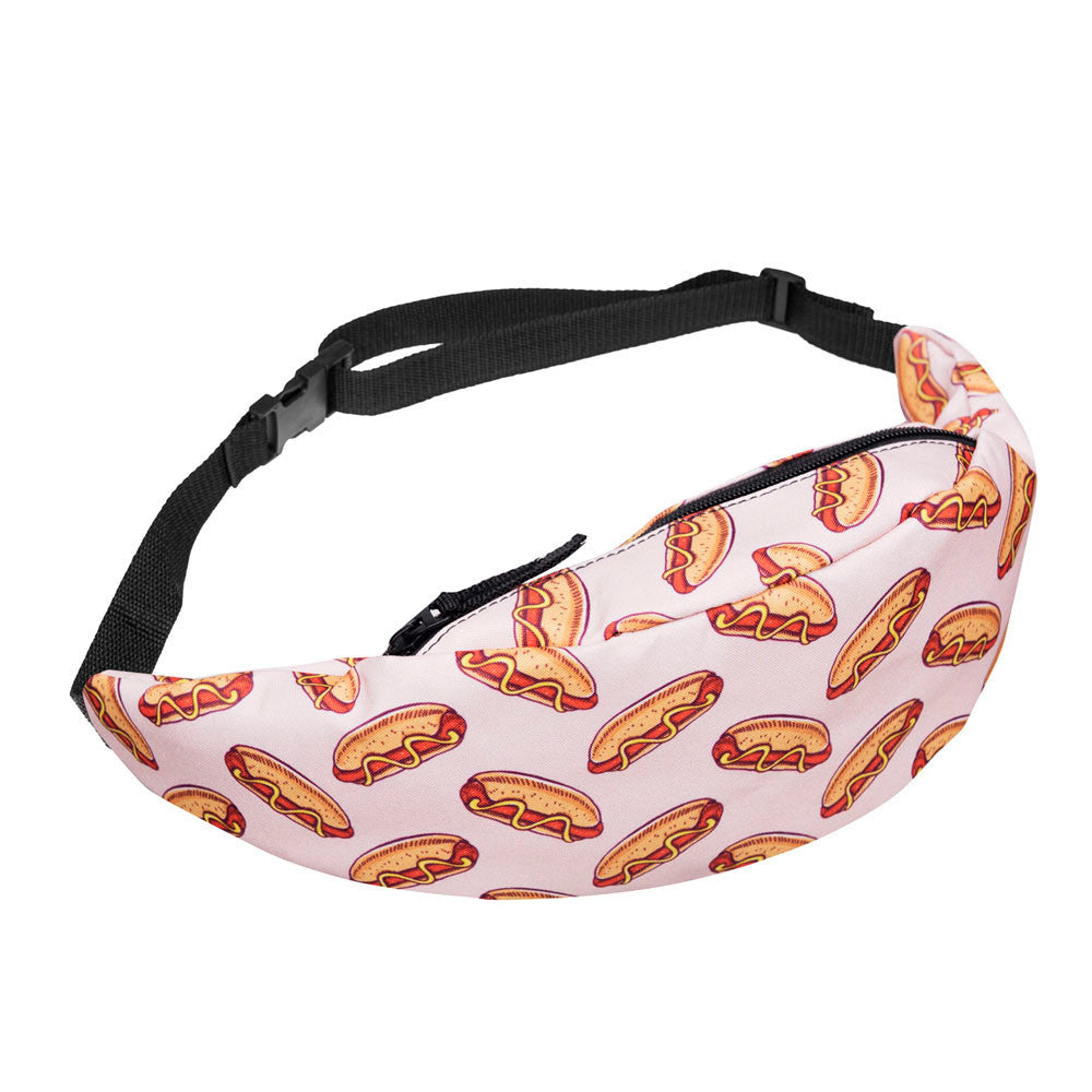 Women Men Bags Belt Waist Bag bread Print Pouch Zip Bags Pack Waist Pack Bag