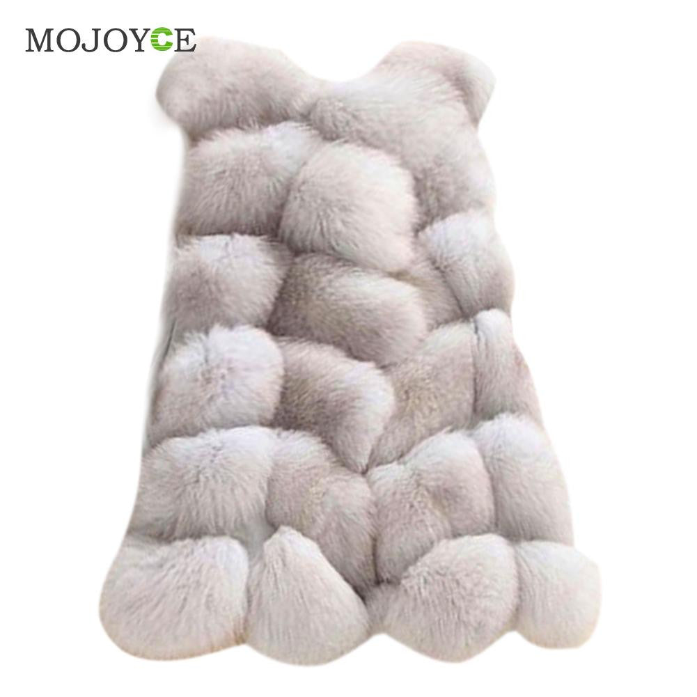 Women Warm Outwear Slim Vest Faux Fox Fur Waistcoat Jacket Coat