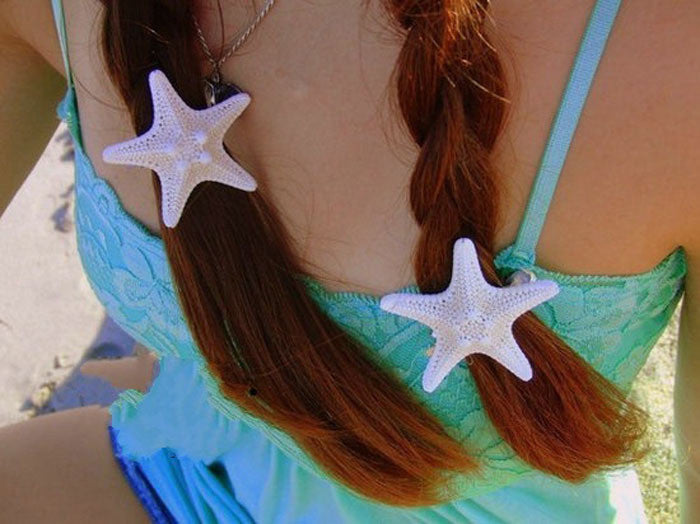 Europe Fashion Women Lady Girls Pretty Natural Starfish Star Beige Hair Clipping