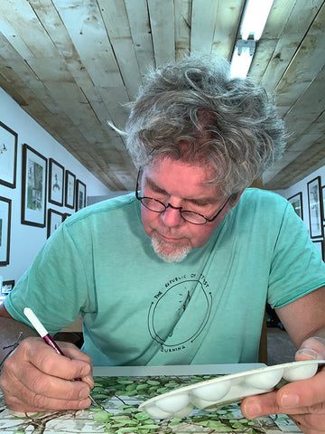 artist Robert Lyon in his New Brunswick studio