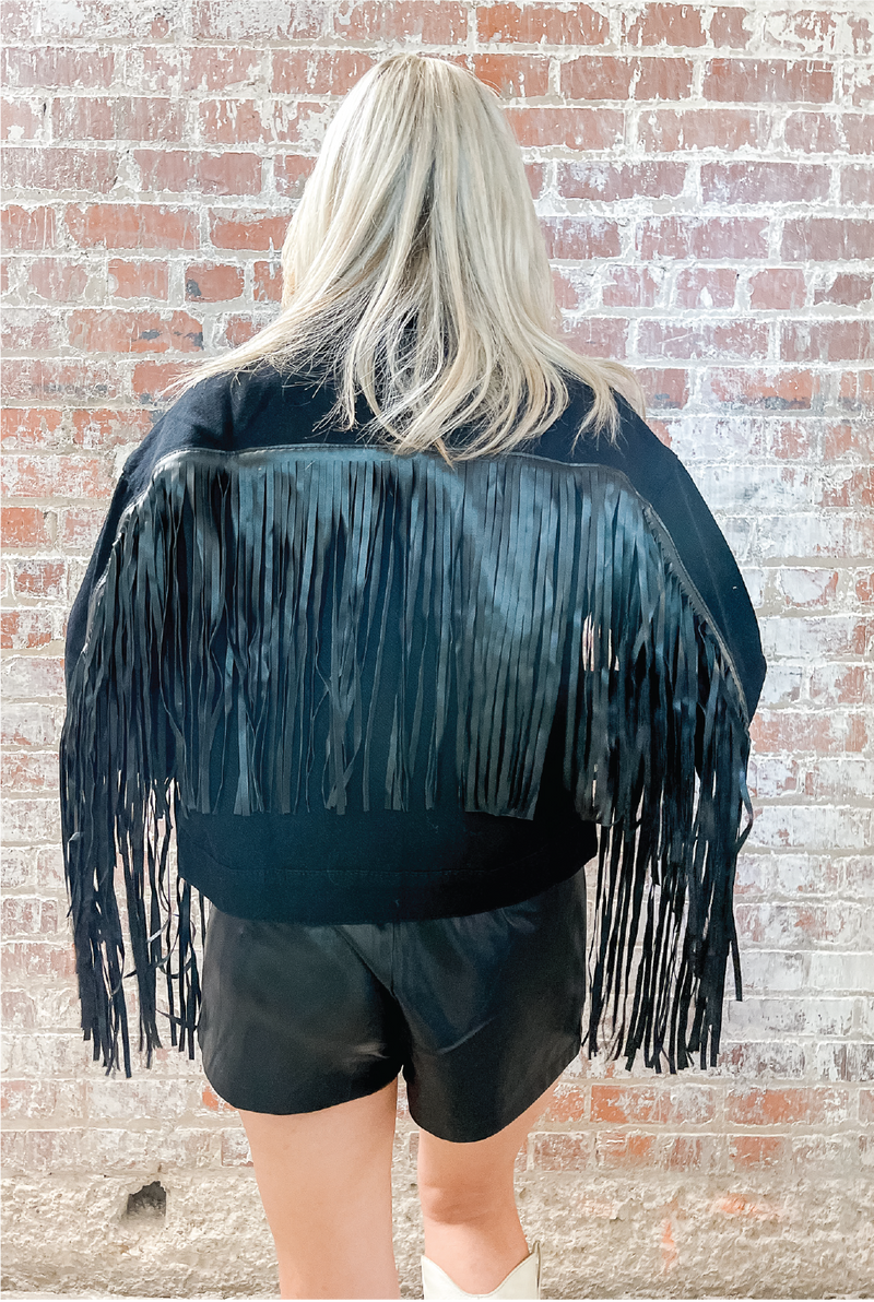 Tanya Fringe Jacket - Black – Tucker Brown