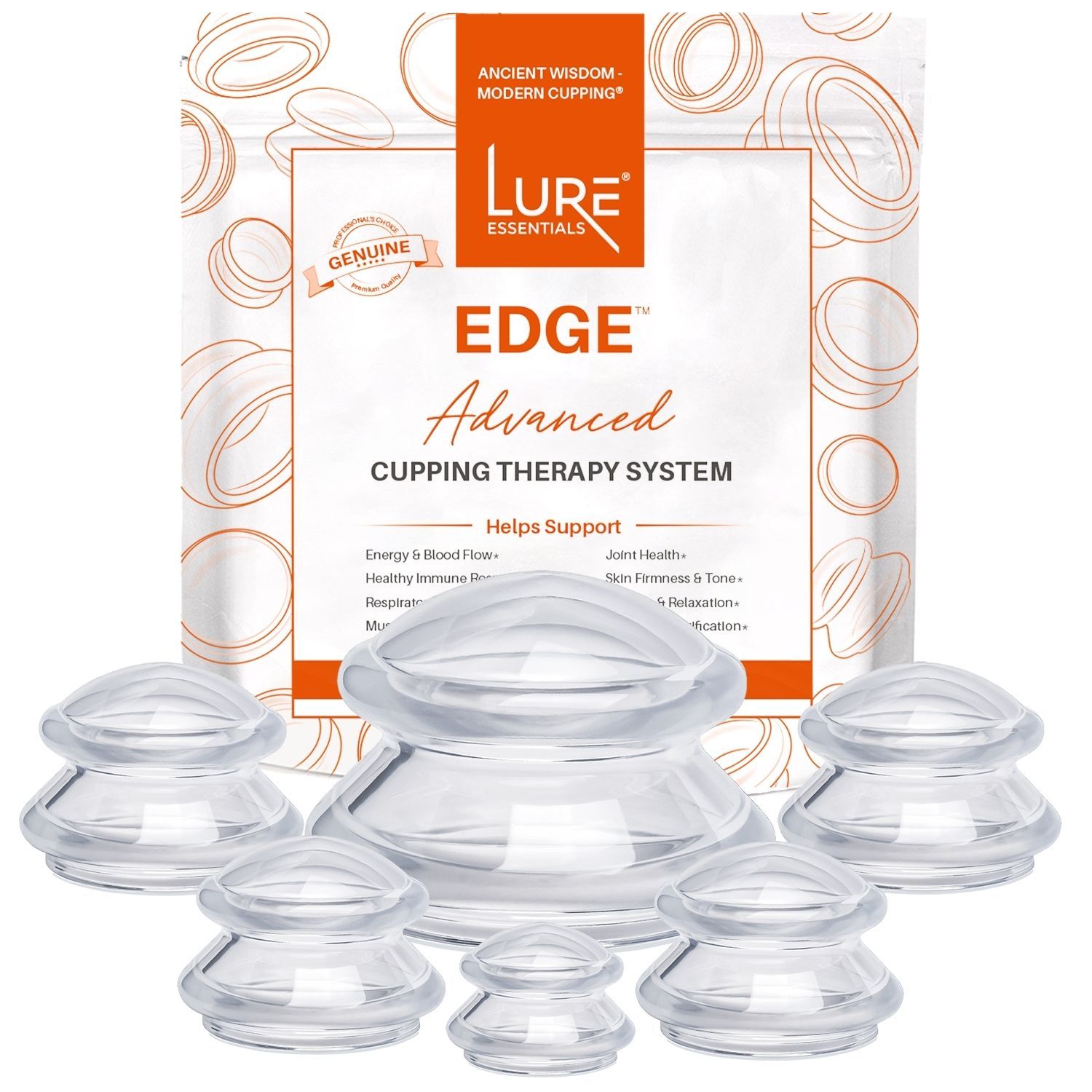 EDGE™ Cupping Therapy Set Clear, 6 Cups