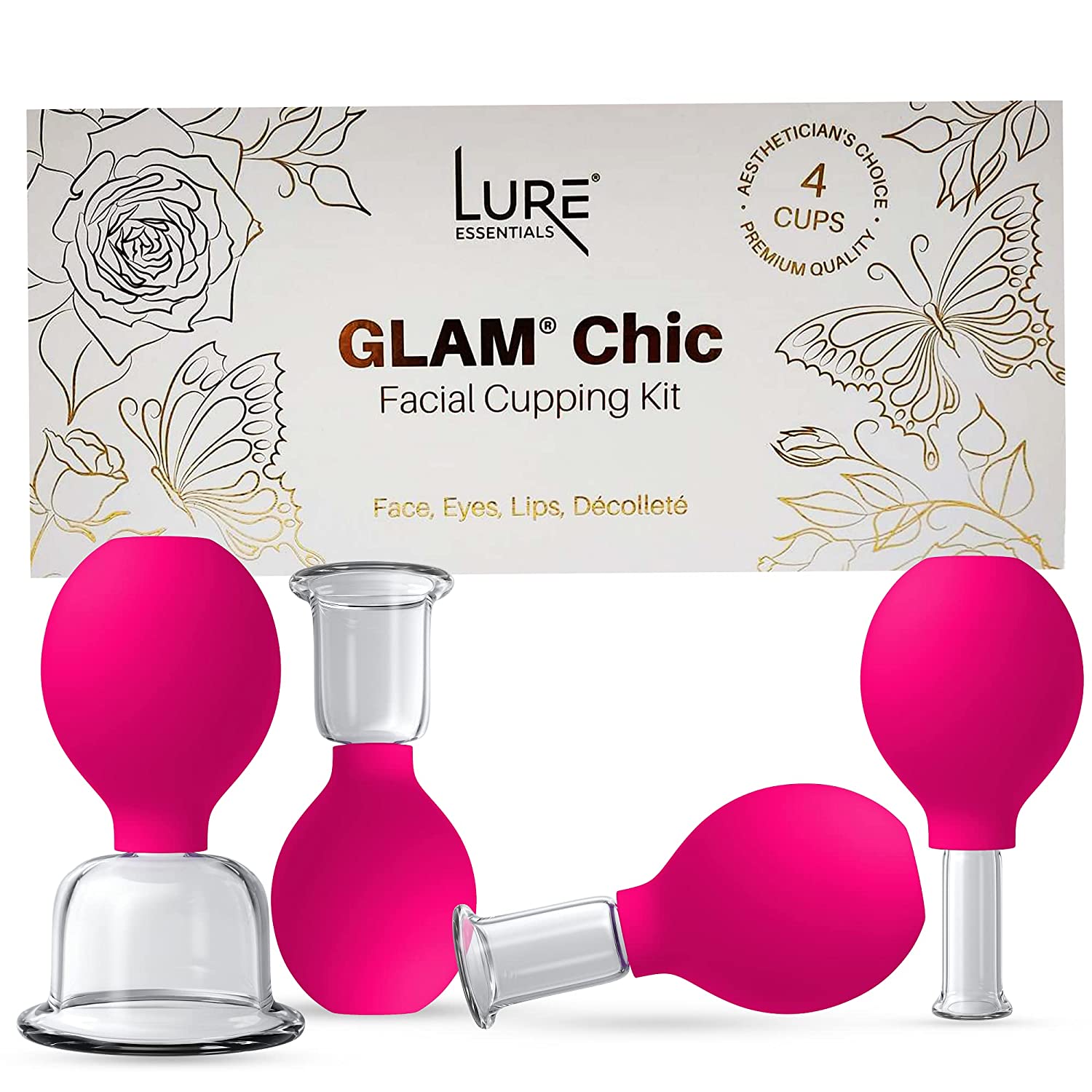 Image of Glass Face and Body Cupping Set Pink, 4 Cups