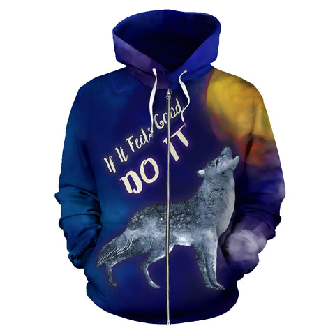 wolf zip up hoodie