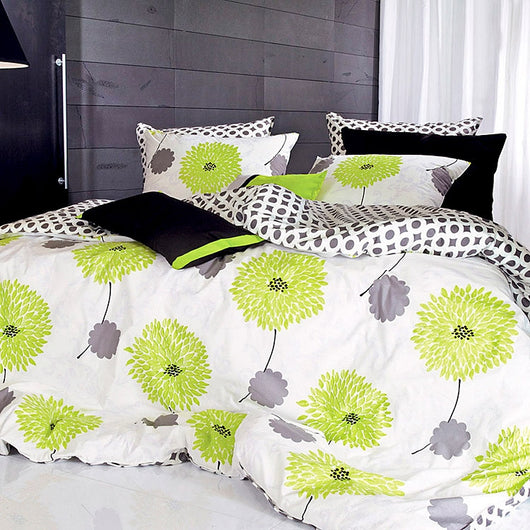 Lime Green Floral Duvet Cover Set 1100tc Duvet Cover Sets