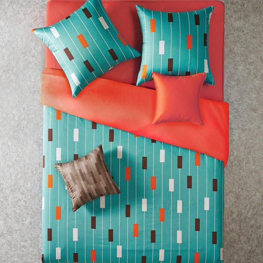 orange and teal duvet cover