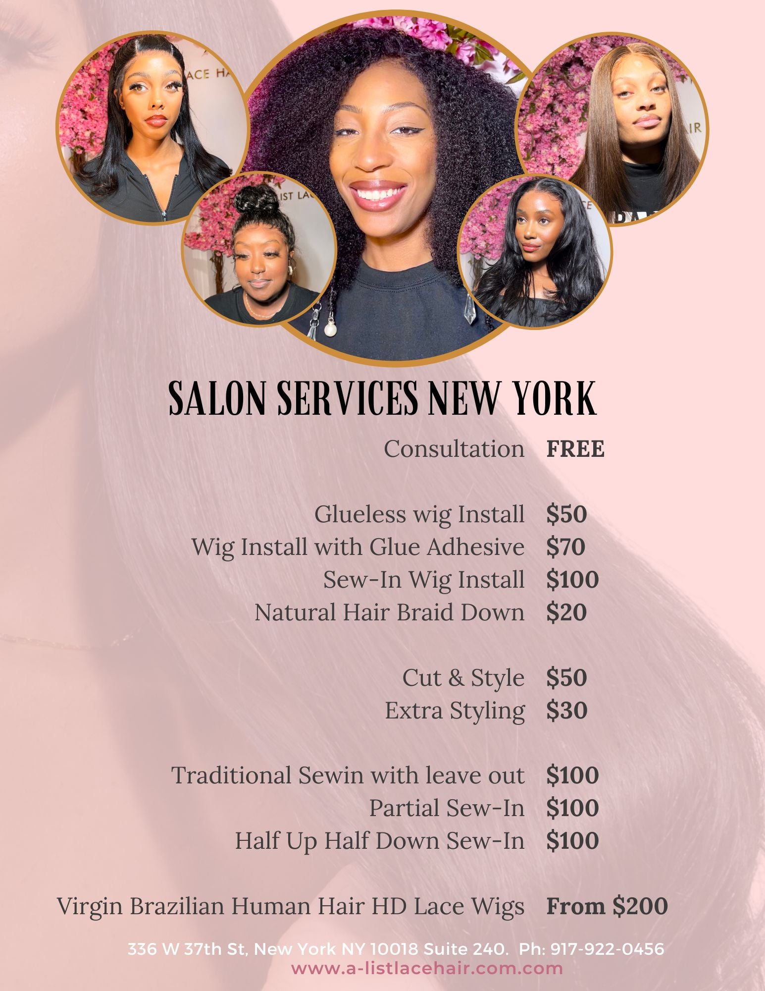 human hair wig services pricelist