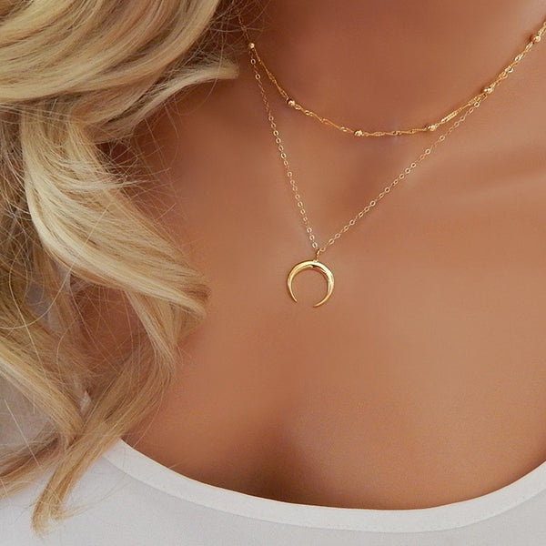 Boho Double Chain Choker Necklace - Silver & Gold Necklace – Boho