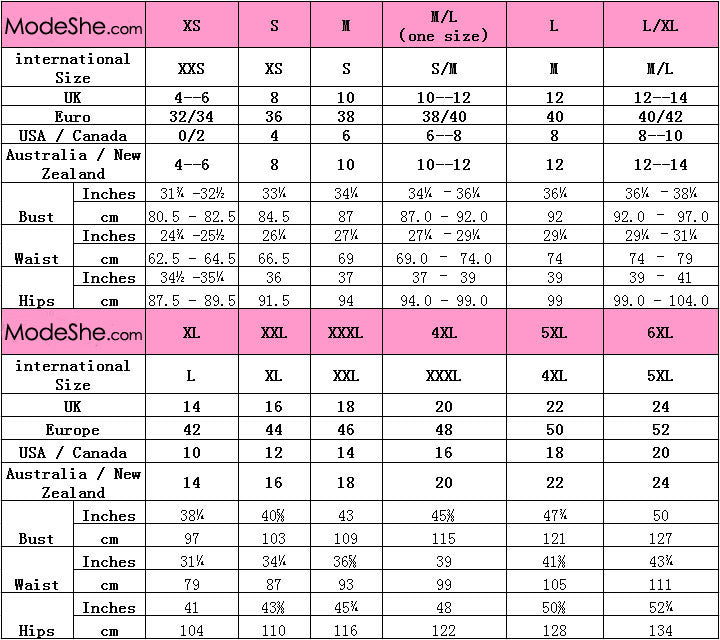 Women S Size Chart Us