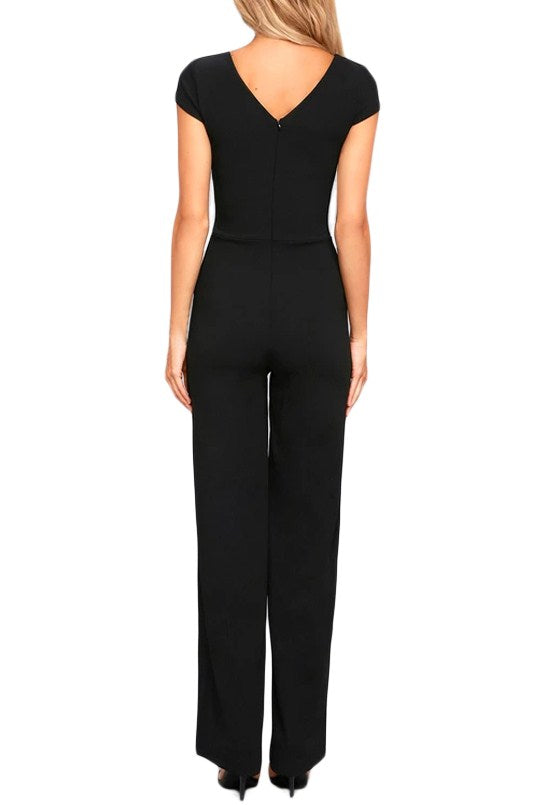 Black Daily Fashion Short Sleeve Wide Leg Jumpsuit MB64364-2 – ModeShe.com