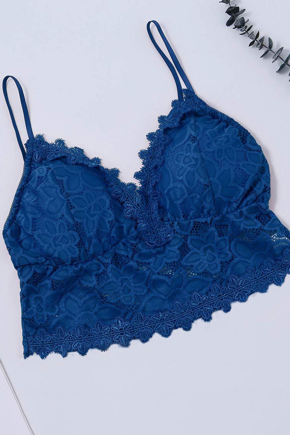 Blue Deep V Lace Push Up Bralette – ModeShe.com