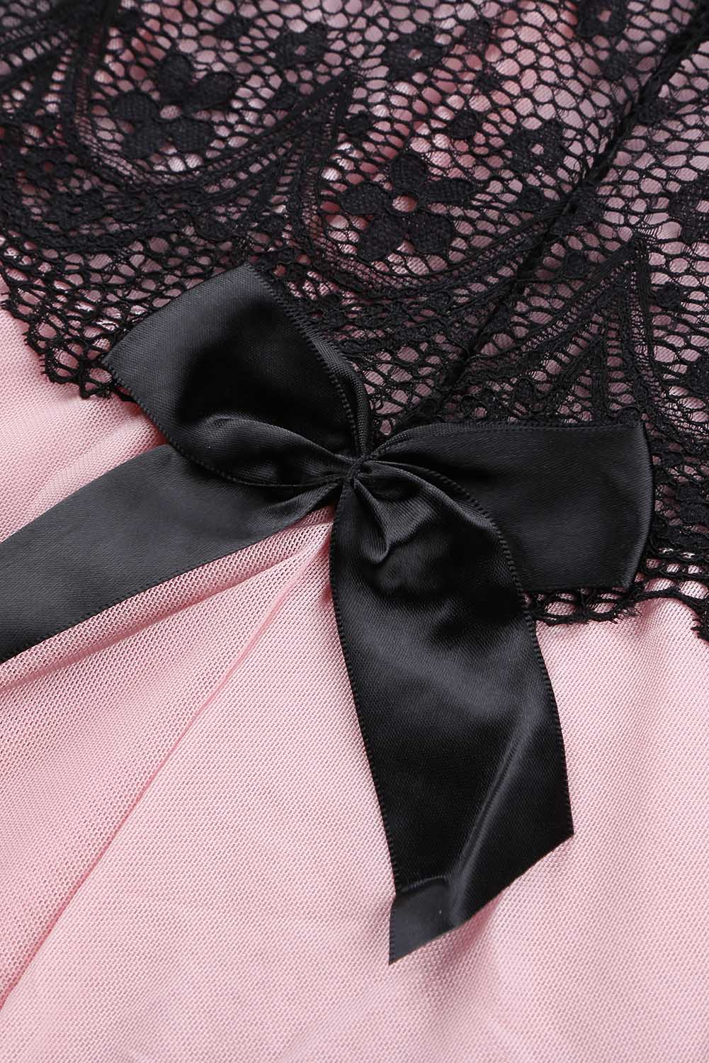 Black Lace and Pink Babydoll Nightdress – ModeShe.com