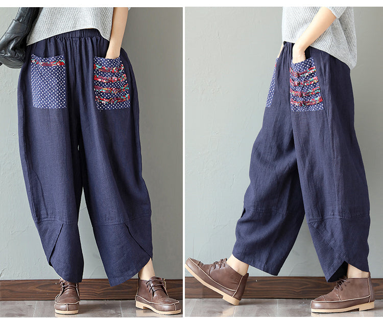 Patchwork Pocket Harem Pants (2 Colors) - KismetCollections