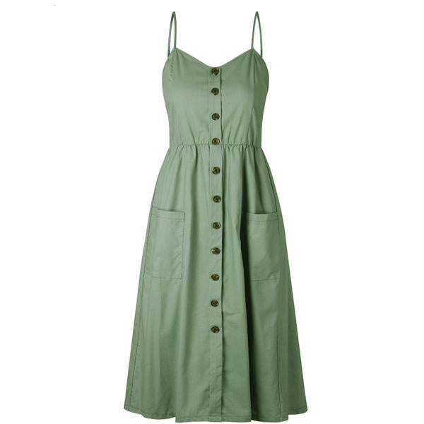 midi button front dress