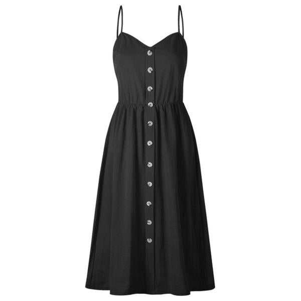 black button up midi dress