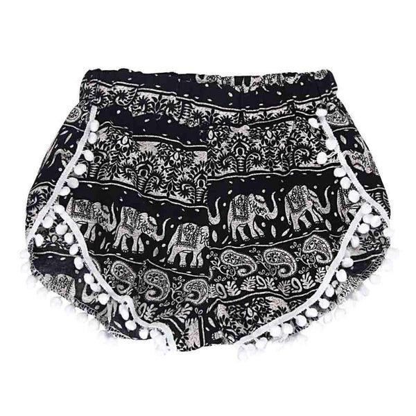 Black and White Elephant Shorts - KismetCollections