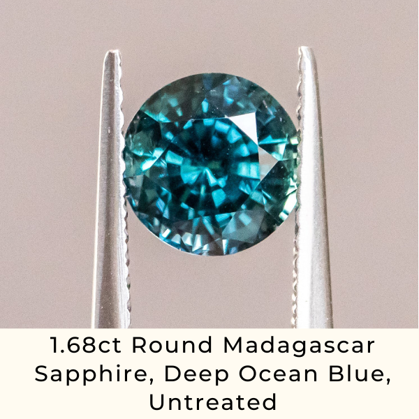 1.68ct Round Madagascar Sapphire, Deep Ocean Blue, Untreated