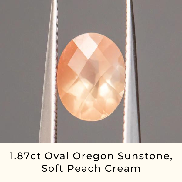 1.87ct Oval Oregon Sunstone, Soft Peach Cream