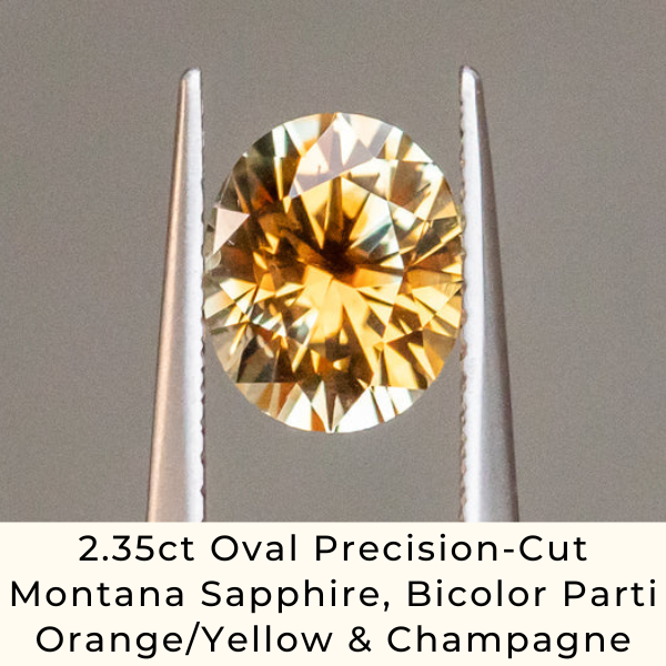 2.35ct Oval Precision-Cut Montana Sapphire, Bicolor Parti Orange/Yellow & Champagne