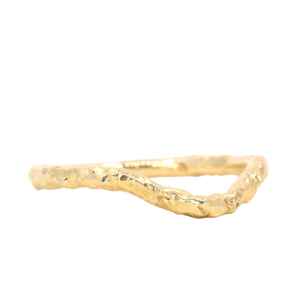 Three Prong Curved Diamond Wedding Band ,Slight Curve Stack Ring - Abhika  Jewels