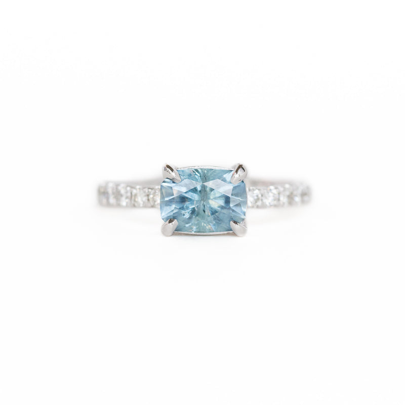 1.75ct East-West Radiant Cut Montana Sapphire with Diamond Band in 14k ...