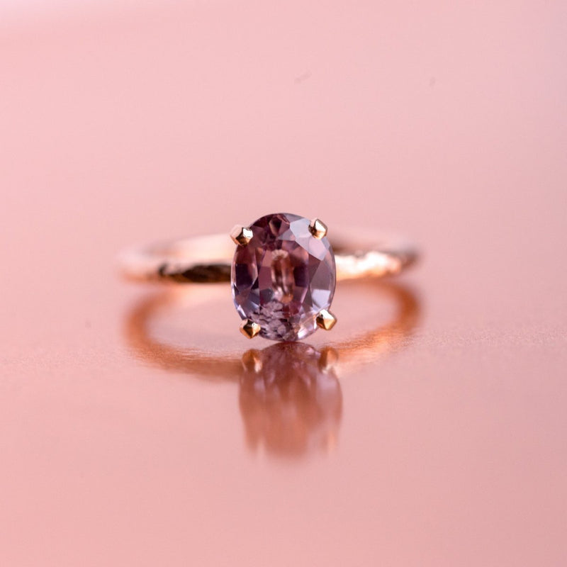 2.33ct Oval Pink Spinel Rose Gold Ring - Hand Carved 4-prong Solitaire