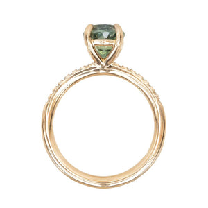 2.11CT Round Montana Sapphire No Heat Ring Mounted in our French Set 14K Rose Gold Setting