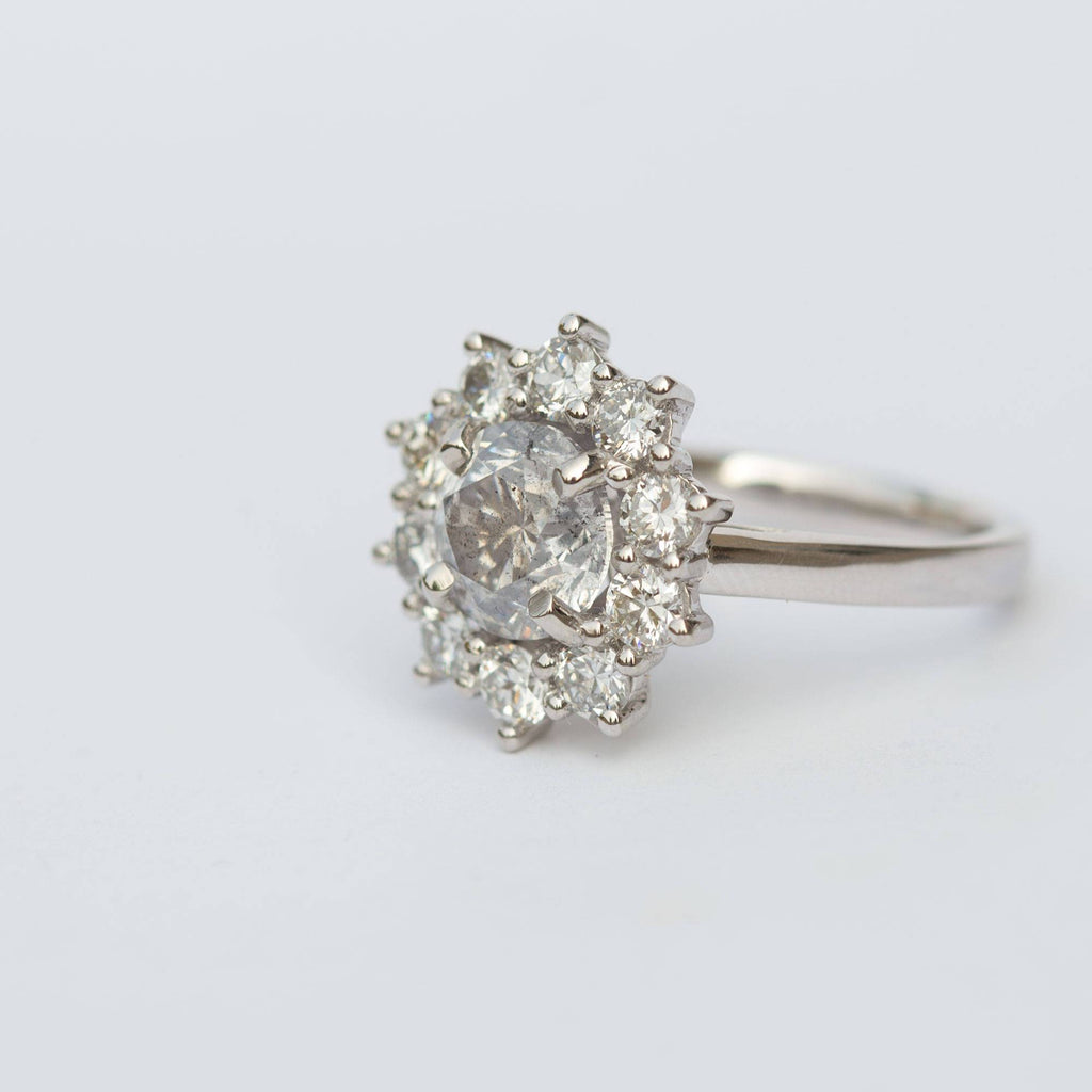 3ctw Antique Diamond Cluster Snowflake Ring - Antique Transitional Dia ...