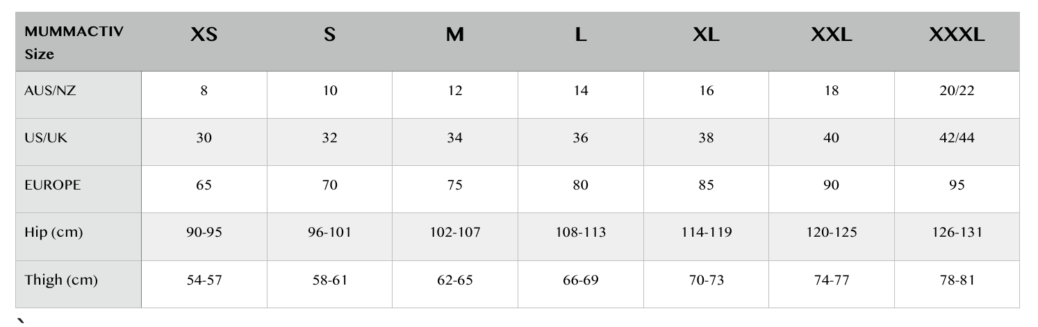 SIZE CHART