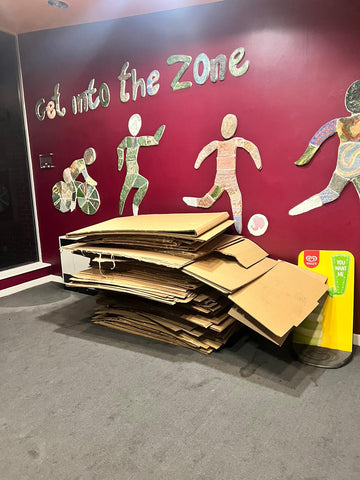 Cardboard boxes for makeshift beds