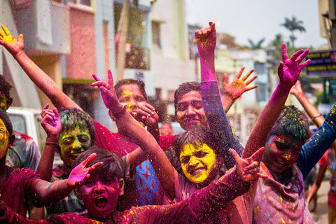 Kids celebrating Holi