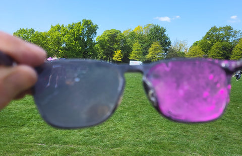 Nigel's Sunglasses Covered in Colour Powder