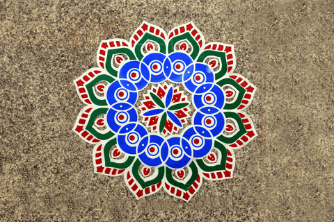Mandala Rangoli art design created using vibrant colours