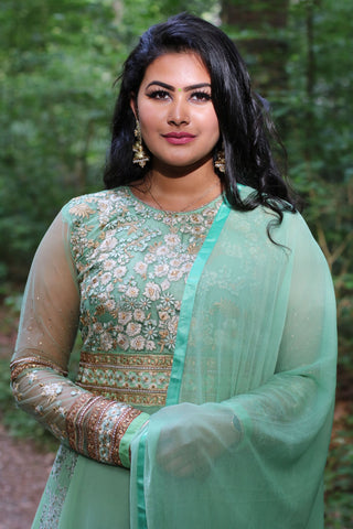 Woman in Green Sari