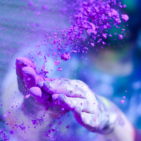 Purple Colour Powder in Hands