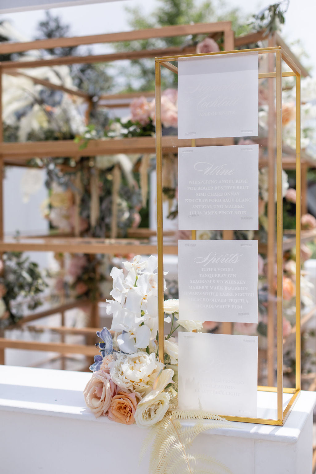 bar menu with florals 