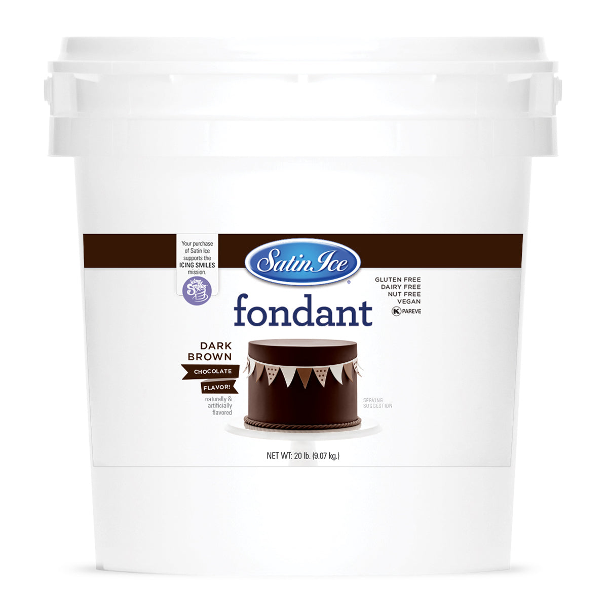 Satin Ice Chocolate Dark Brown Fondant - 20 lb. Pail - Satin Ice