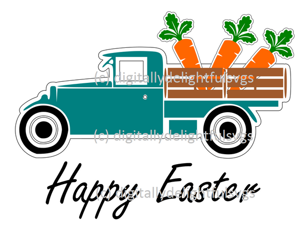 Easter Truck with Carrots svg - Digitallydelightfulsvgs