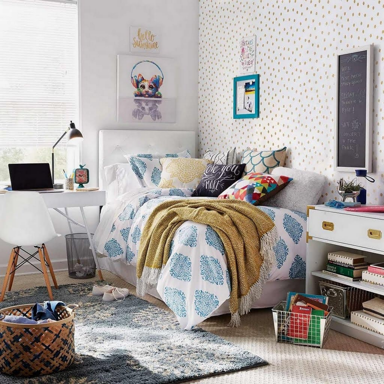 Teenage room showing eclectic Mix of Patterns and Textures