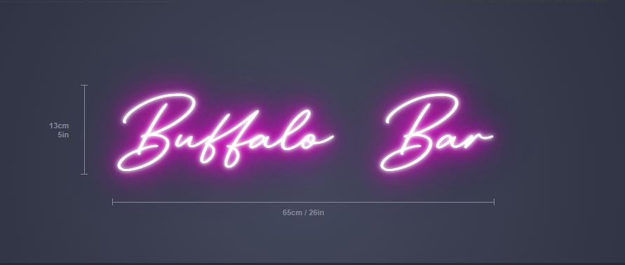 Buffalo Bar neon sign in Retro Sign font
